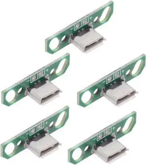 5 Pack USB 2.0 DIY Connector,Micro USB 2Pin Female Socket Port Repair Replacement Solder Adapter with Flange