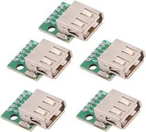 5 Pack USB 2.0 DIY Connector,USB 2.0 Type-A 5Pin Female Socket Port Repair Replacement Solder Adapter with Flange