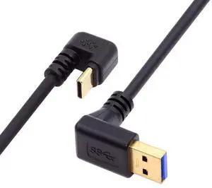 USB 3.0 to USB C Cable USB 3.0 90 Degree Down Angled to USB C 180 Degree U Shape Angled Charging Data Transfer Extension Cable 0.3M