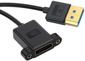 DisplayPort 1.4 Cable DisplayPort Male to Female 8K@60Hz 4K@240Hz 32.4Gbps High Speed Gold Plated Ultrafine Extension Cable Panel Mount Type 0.98FT/0.3M