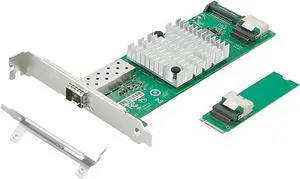 M.2 (M Key) to 10G SFP+ Network Adapter Card, PCIe 2.0 x4 Interface with 82599EN Chip  Single-Port 10 Gigabit Fiber NIC for Server, Router, and NAS, Compatible with Windows/Linux/VMware/UEFI