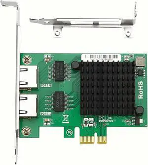 PCIe x1 to Dual RJ45 Gigabit Server Network Card PI30R21  High-Performance Ethernet Adapter Support SR-IOV, VMDq, VLAN, and Load Balancing, Compatible with Windows/Linux Servers