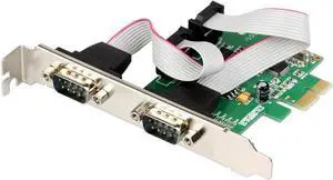 PCIe X1 to Dual RS232 Serial Port Card, IO-PCE382-2S High-Speed 2-Port DB9 RS232 Expansion Adapter, Compatible with Industrial PC, and Data Acquisition Systems (Card)