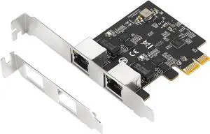 PCIe X1 to 2.5G Network Card RTL8125B Gigabit Ethernet Adapter for Desktop and Server, PCI-E x1 LAN Card 2500Mbps with Dual LED Indicators, Full & Low Profile Brackets (Dual RJ45)