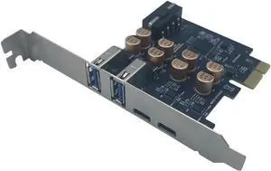 PCIe to USB 3.0 + USB-C Expansion Card 5Gbps 1 to 4 Desktop Adapter with D720201 Controller, 4-Port Splitter (4-Pin Power Port)