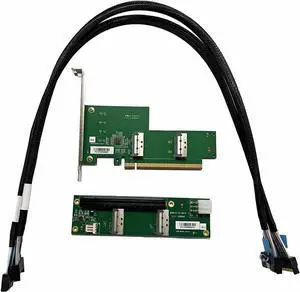 PCIe 5.0 x16 to Dual MCIO 8i Adapter Splitter Card/with Full-Speed Base / 50cm MCIO Cable \u2013 External GPU Expansion, High-Speed Data Transfer (MCIO Kit with 2 * 50CM Cable)