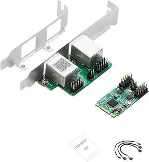 M.2 B+M Key to Dual RJ45 Port Gigabit Ethernet Network Card  Desktop Industrial Server Adapter | RTL8111H Chipset