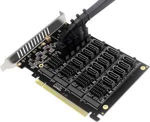PH44+PH56 PCIE4.0 X16 to 20-Port SATA Adapter NVME M.2 RAID Array Expansion with JMB585 Chip