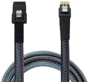 Heretom 2PCS SFF-8654 to SFF-8087, Slim Line SAS 4.0 SFF-8654 4i 38 Pin Host to Mini SAS 4i SFF-8087 36 Pin Target Cable 1.6FT Black