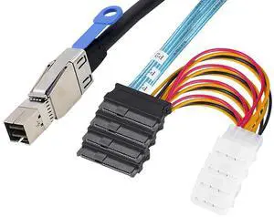 Heretom 2PCS 3.3FT Internal HD Mini SAS SFF-8644 to 4 x SFF-8482 Cable with IDE Power Cable