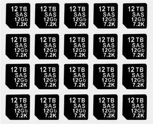 20PCS Capacity Sticker Label for Hard Drive Tray Caddy DXD9H 0DXD9H X7K8W 0X7K8W, Compatible for D-ELL PowerEdge 16th-14th Gen r740 r640 r440 r340 r750 r650 r550 r760 r660 r6625, 12TB, SAS, 12GB, 7.2K - OEM