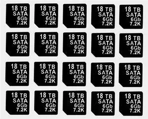 20PCS Capacity Sticker Label for Hard Drive Tray Caddy DXD9H 0DXD9H X7K8W 0X7K8W, Compatible for D-ELL PowerEdge 16th-14th Gen r740 r640 r440 r340 r750 r650 r550 r760 r660 r6625, 18TB, SATA, 6GB, 7.2K - OEM