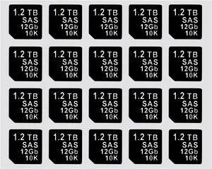20PCS Capacity Sticker Label for Hard Drive Tray Caddy DXD9H 0DXD9H X7K8W 0X7K8W, Compatible for D-ELL PowerEdge 16th-14th Gen r740 r640 r440 r340 r750 r650 r550 r760 r660 r6625, 1.2TB, SAS, 12GB, 10K - OEM