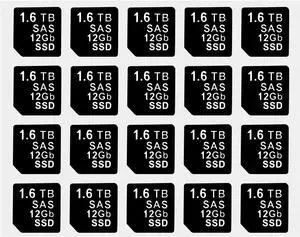 20PCS Capacity Sticker Label for Hard Drive Tray Caddy DXD9H 0DXD9H X7K8W 0X7K8W, Compatible for D-ELL PowerEdge 16th-14th Gen r740 r640 r440 r340 r750 r650 r550 r760 r660 r6625, 1.6TB, SAS, 12GB, SSD - OEM