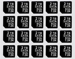 20PCS Capacity Sticker Label for Hard Drive Tray Caddy DXD9H 0DXD9H X7K8W 0X7K8W, Compatible for D-ELL PowerEdge 16th-14th Gen r740 r640 r440 r340 r750 r650 r550 r760 r660 r6625, 2TB, SATA, 6GB, 7.2K - OEM