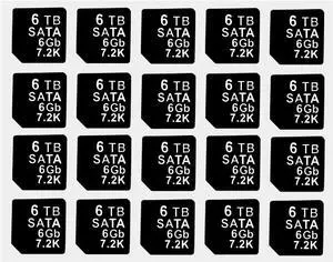 20PCS Capacity Sticker Label for Hard Drive Tray Caddy DXD9H 0DXD9H X7K8W 0X7K8W, Compatible for D-ELL PowerEdge 16th-14th Gen r740 r640 r440 r340 r750 r650 r550 r760 r660 r6625, 6TB, SATA, 6GB, 7.2K - OEM