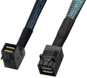 Heretom 2PCS 36-pin Internal Mini-SAS SFF-8643 HD Right Angle to 36-pin Internal Mini-SAS HD Cable
