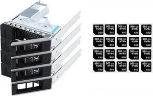 4-Pack Hard Drive Tray Caddy 3.5" X7K8W, 2.5 Drive Adapter with 20PCS Capacity Sticker Label - OEM