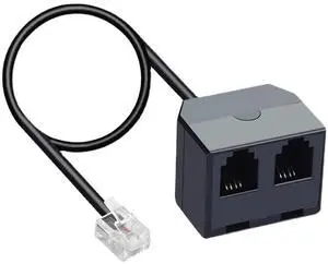 RJ11 1 to 2 Phone Line Splitter 6P4C Plugs Four Core Adapter with 4.8inch Cable for Telephone Fax Machine (1)