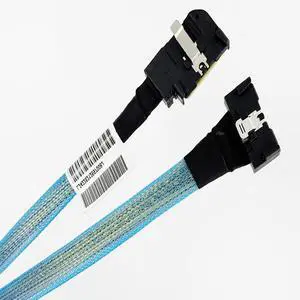 PCIE5.0 MCIO x8 to MCIO 8i Extension Cable 32Gbps High-Speed Crossings U.2 Hard Disk Cable for Server (Blue Straight to Side Bend 40cm)
