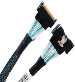 PCIE5.0 MCIO x8 to MCIO 8i Extension Cable 32Gbps High-Speed Crossings U.2 Hard Disk Cable for Server (Black Straight to Straight 55cm)