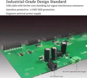 USB2.0 to 8-Port RS232 Serial Converter, Industrial-Grade DB9 Serial Adapter Hub with FTDI Chip ±15kV ESD Protection for POS, ATM, Factory Automation