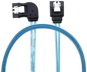 SATA 7P Female Left-Angle to 180-Degree SATA Female 12G SAS Cable, 30AWG Copper High-Speed Harness (0.5M/19.68in)