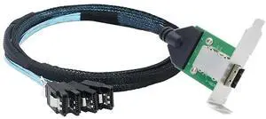 Mini SAS HD SFF-8088 26Pin Female to 4X SATA 7Pin 180° Cable, 0.5m/19.6in 12Gbps High-Speed Server Data Cable