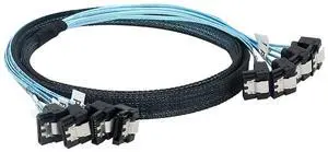 SAS 4.0 4X 90 Degree SATA to 4X 90 Degree SATA Internal Cable  12Gbps High Speed 30AWG SSD Hard Drive Data Motherboard Connector Cable (0.5M/19.68in)