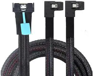 PCIE Gen5 MCIO 8X 8i to Dual Mini SAS SFF-8087 Right Angle Server Adapter Cable \u2013 32Gbps High Speed 85 Ohm Data Cable for RAID Controller, HDD, SSD (1m/39.37in)