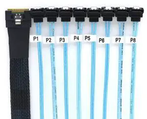 PCI-E Slimline SAS SFF-8654 8i to 8X SATA 90-Degree Cable, Full Cover Anti-Misplug Design,24Gbps High-Speed Server Data Cable (0.8M/31.49in)