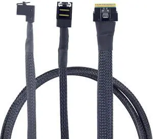 Mini SAS Slimline SFF-8654 8i 4.0 to Dual SAS HD SFF-8643 Upward Cable \u2013 24Gbps High Speed 32AWG Server Data Cable for RAID Controller, HDD, SSD (1m/39.37in)