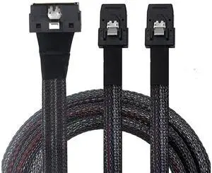PCIe Slimline LP Low Profile SFF-8654 8i to 2X SFF-8087 Internal Server Cable \u2013 30AWG 12Gbps High Speed Breakout Harness (0.8M/31.49in)