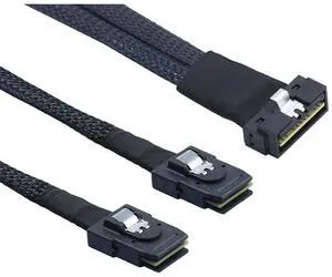 PCIe Slimline LP Low Profile SFF-8654 8i to 2X SFF-8087 Internal Server Cable  30AWG 12Gbps High Speed Breakout Harness (0.5M/19.68in)