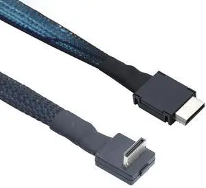 PCIe Oculink SFF-8611 4I 42P to SFF-8611 4I 90° High-Speed Server Cable, 32AWG 24G Copper Wire Harness (1m/39.37in)