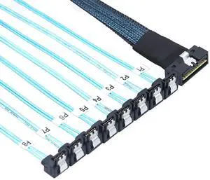 SlimSAS LP Low Profile SFF-8654 8i 74P to 8* SATA 7P 90 Degree Cable \u2013 30AWG Server Internal High Speed Connection Harness (0.8M)