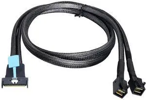 PCIe Gen5 MCIO 8X 8i to Dual Mini SAS HD SFF-8643 Server Cable, 32G High-Speed Copper Wire Harness (1m/39.37in)
