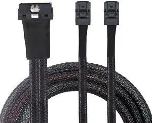 Compatible with PCI-E Slimline SFF-8654 8I \u2014 to Dual SFF-8643 Server Cable, 12G High-Speed Harness, 32AWG Copper (0.5M/19.68in)