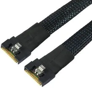 SlimSAS SFF-8654 8i 8X 4.0 Cable \u2013 32AWG 24G High-Speed Server Interconnect with Anti-Misdirection Design (0.5M)
