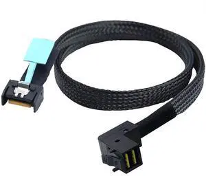 Gen5 MCIO Slimline SFF-8654 4i to HD SFF-8643 90-Degree Cable \u2013 12G High-Speed Server Interconnect (0.5M)