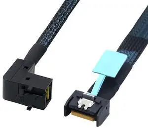 Gen5 MCIO Slimline SFF-8654 4i to HD SFF-8643 90-Degree Cable \u2013 12G High-Speed Server Interconnect (0.8M)