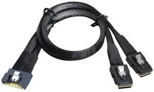 SlimSAS SFF-8654 8i 4.0 to Dual SAS 8087 Cable  32AWG 24G High-Speed Server Internal Cable with Anti-Misdirection Design (0.5M)