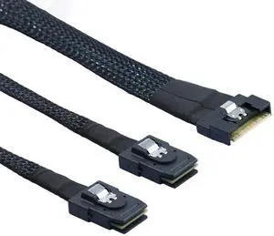 SlimSAS SFF-8654 8i 4.0 to Dual SAS 8087 Cable \u2013 32AWG 24G High-Speed Server Internal Cable with Anti-Misdirection Design (1M)
