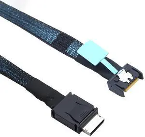 Gen5 PCIe MCIO Slimline SFF 8654 4i to Oculink SFF 8611 4i Server Cable  24Gbps High Speed Data Harness, 85 Ohm Impedance (0.5M)