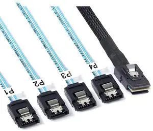 Mini SAS 8087 to 4* SATA 7 Pin Female Internal Server Cable \u2013 30AWG High Speed Data Transfer Cord with 10 Ohm Impedance (0.5M)