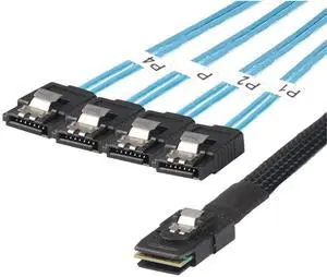 Mini SAS 8087 to 4* SATA 7 Pin Female Internal Server Cable  30AWG High Speed Data Transfer Cord with 10 Ohm Impedance (1M)