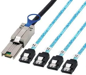 Mini SAS HD SFF-8088 26P to 4X SATA 7P Female Cable  6Gbps High Speed Server Hard Drive Connection Cable, 28AWG, 10 Ohm (3M)