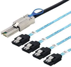 Mini SAS HD SFF-8088 26P to 4X SATA 7P Female Cable \u2013 6Gbps High Speed Server Hard Drive Connection Cable, 28AWG, 10 Ohm (1M)