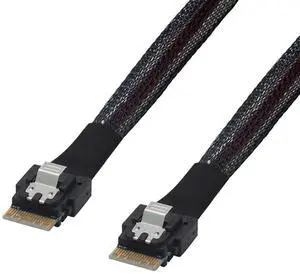 Slimline SAS SFF-8654 4i 38P to SFF-8654 4i Server Cable \u2014 12Gbps High-Speed 10 Ohm Flat-to-Flat Internal Connection Cable (1M)