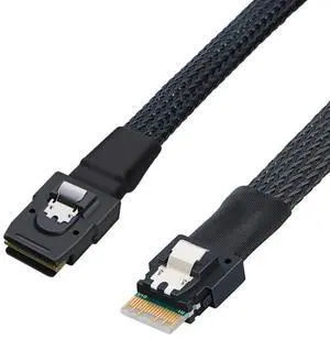 Mini SAS 8087 to Slim SAS 8654 4i Internal High-Speed Cable \u2014 12Gbps 30AWG Flat to Flat Server Connection Cable, Black (1M)